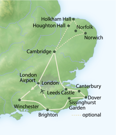 England Südosten Mietwagenrundreise | Karte