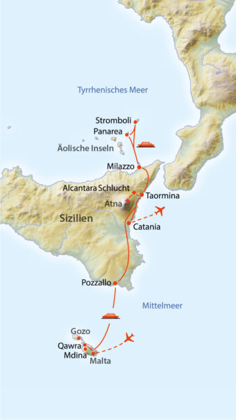 Karte Malta Sizilien